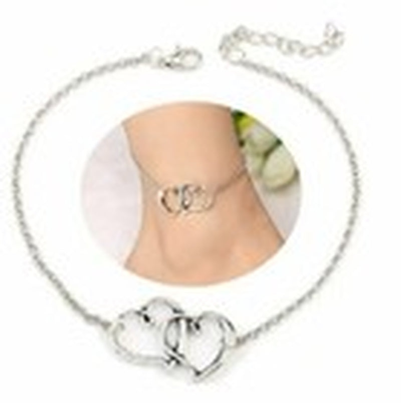 Double Heart Arrow Shape Stainless Steel Anklet Ankle Chain Bracelet Women Foot