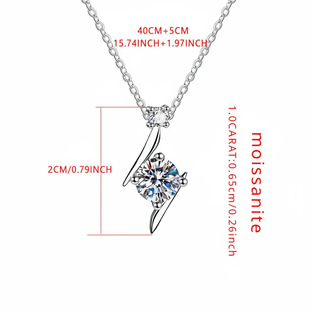 Stunning 1 Carat D Color Moissanite Pendant Necklace - Elegant and Timeless Jewelry Piece