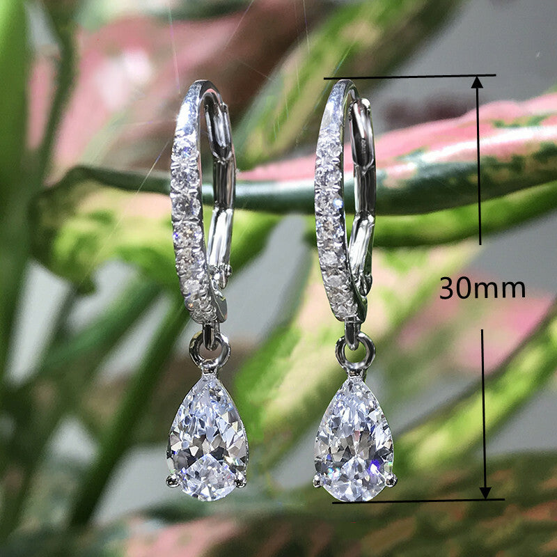 Fashion 925 Silver Filled Drop Earring Women Cubic Zircon Jewelry Wedding Gift