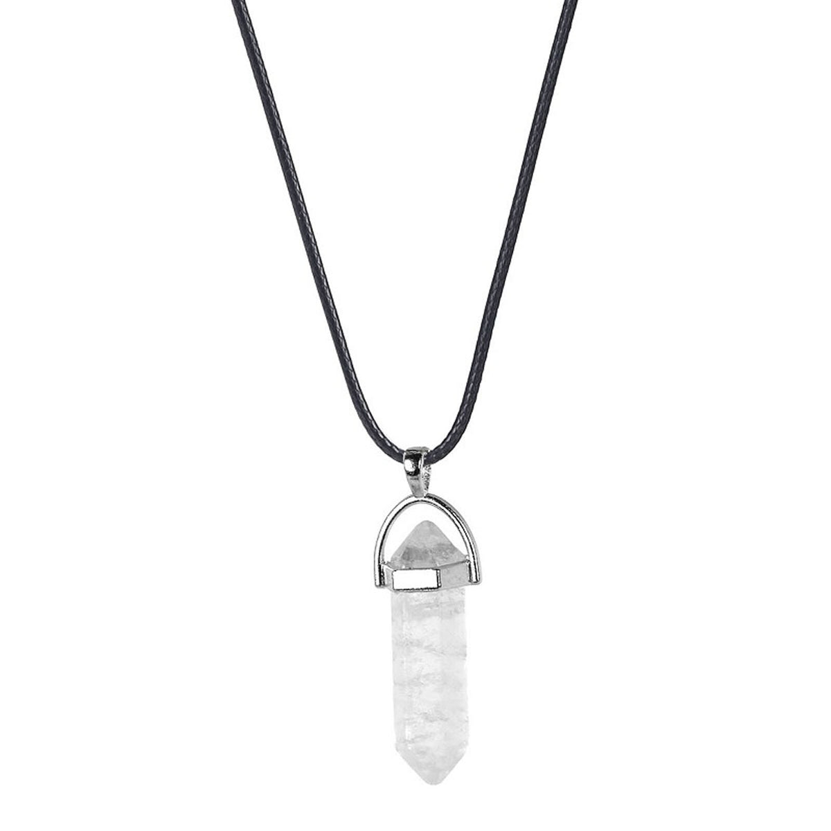 Natural Stone Hexagonal Pendant Necklace Healing Crystal Quartz Chakra Jewelry