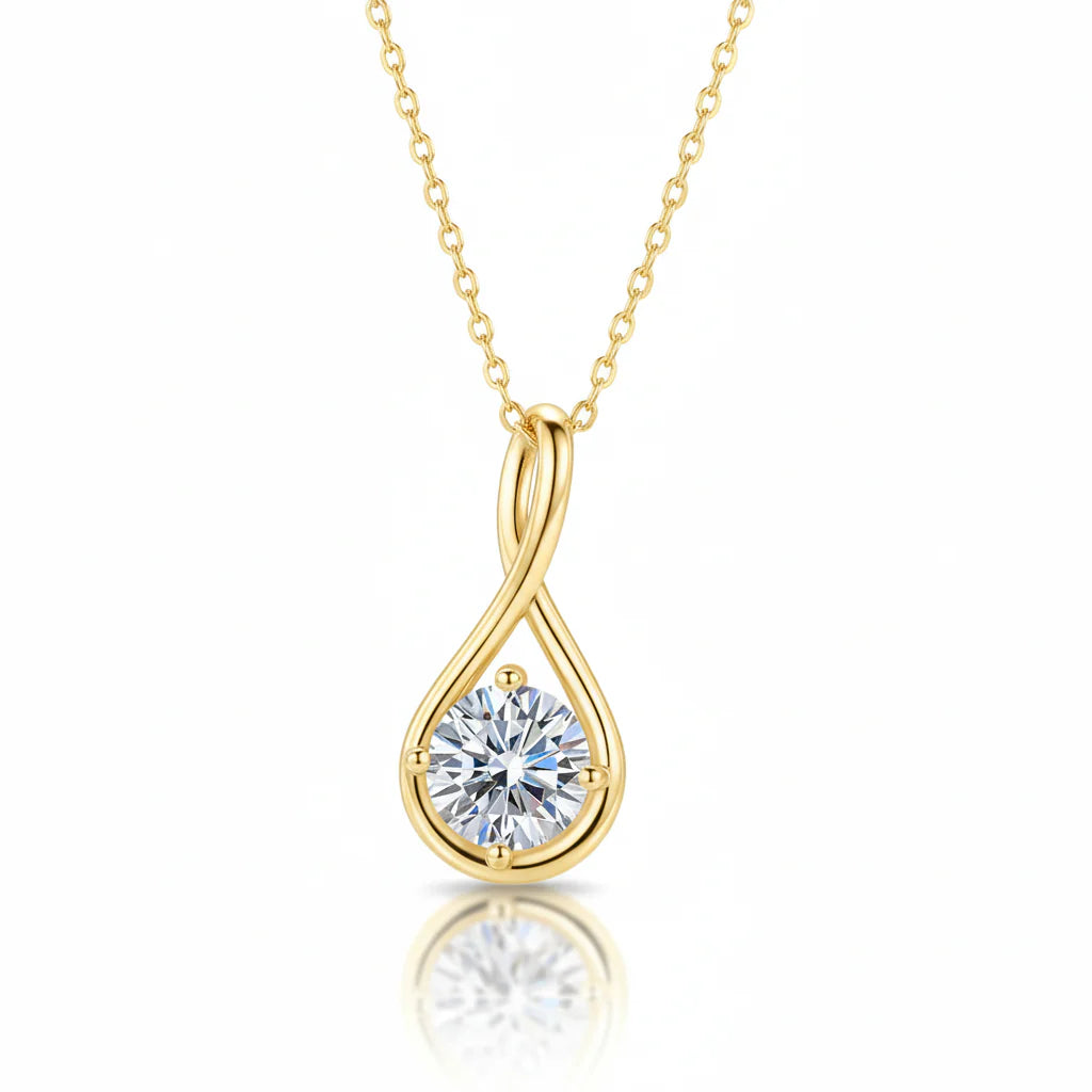 Stunning 18K Gold Plated Moissanite Classic Pendant Necklace