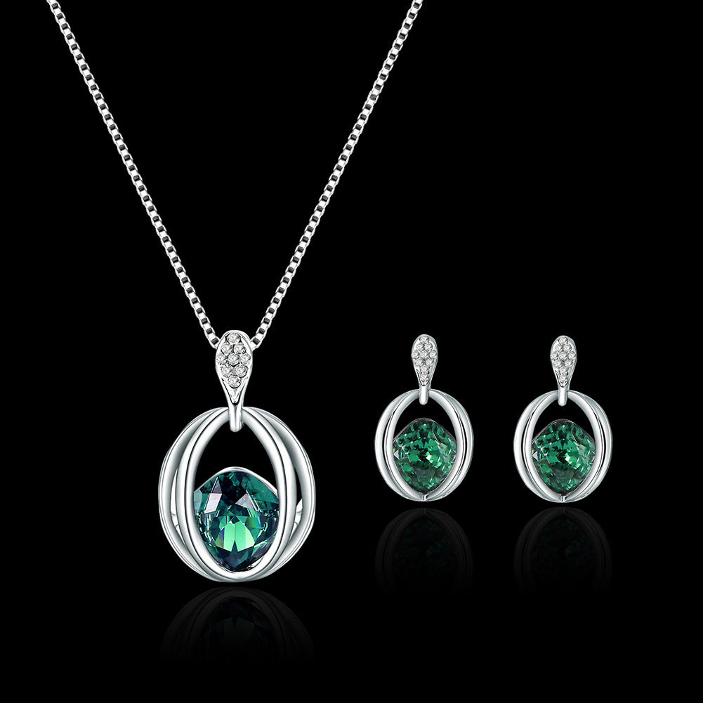 Women'S Fashion Crystal Diamond Pendant Necklace Jewelry Birthday Gift