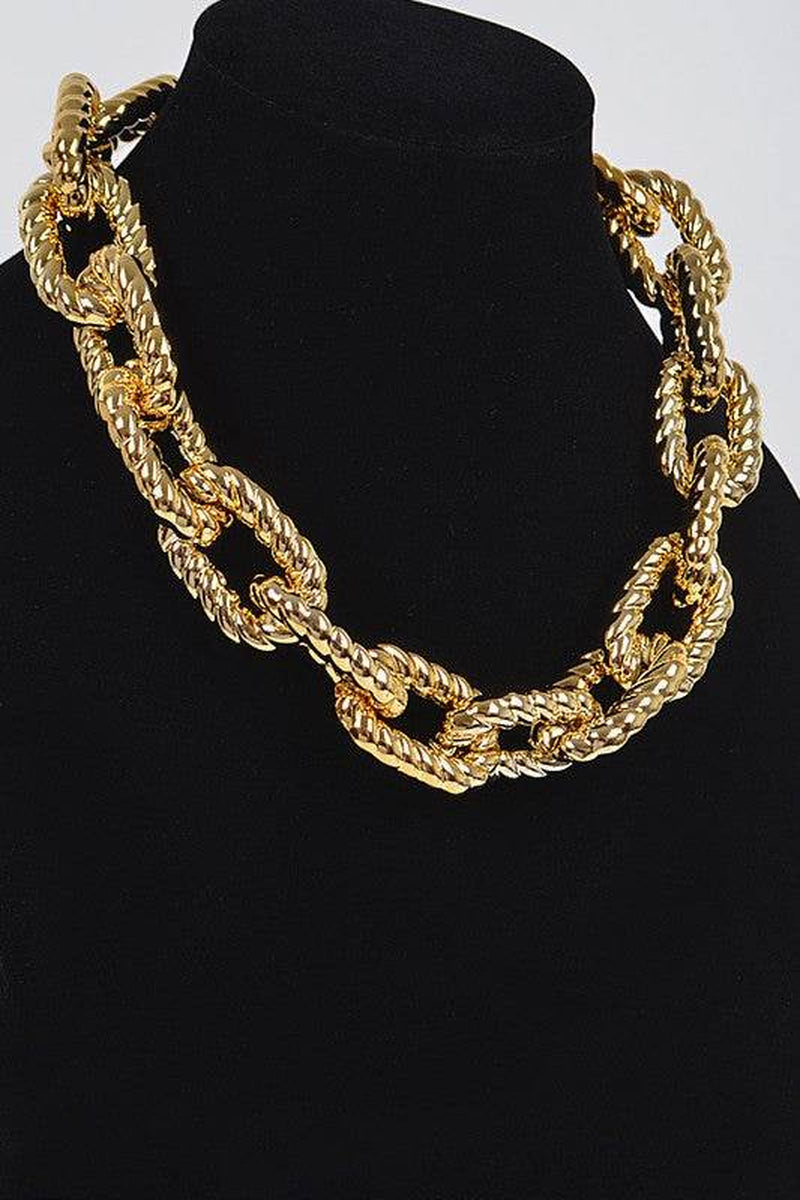 Stylish Textured Chain Link Necklace for Effortless Elegance