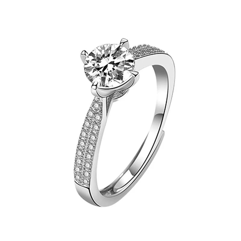 Stunning 925 Sterling Silver Engagement Ring with 18K White Gold and AAA Zircon for Women