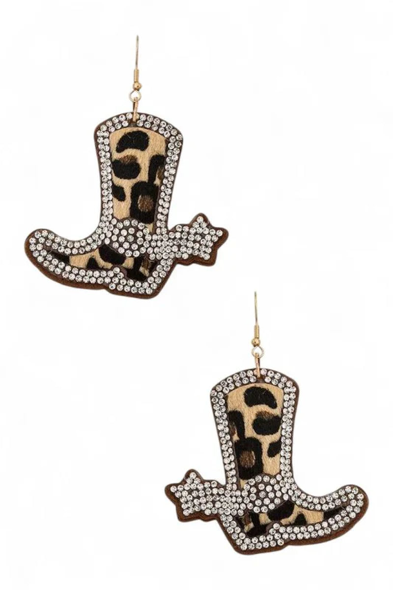 Stylish Animal Print Cowboy Boots Pillow Earrings for Fashion-Forward Trendsetters