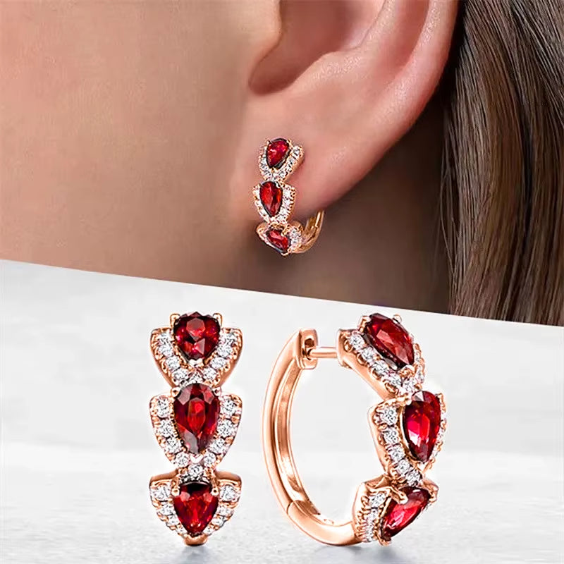 Luxury Blue Cubic Zirconia Hoop Earrings - Elegant Accessories for Weddings & Anniversaries