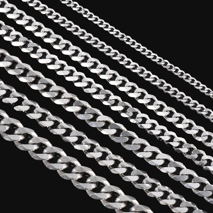 Stylish Stainless Steel Cuban Curb Chain Necklace for Men & Women - Available in 3/5/7/9/11mm Sizes