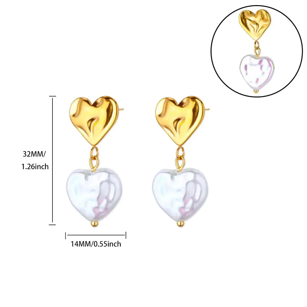 Elegant Gold Hollow Zircon Heart Earrings - Luxury Stainless Steel Jewelry Gift for Women with Free Shipping