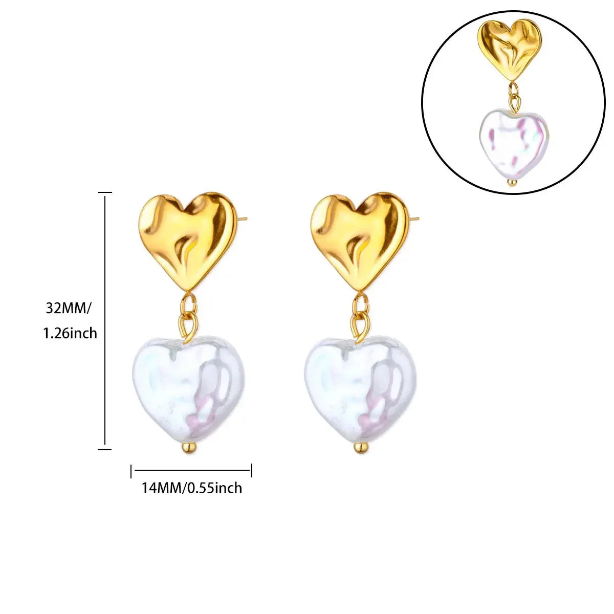 Elegant Gold Hollow Zircon Heart Earrings - Luxury Stainless Steel Jewelry Gift for Women with Free Shipping