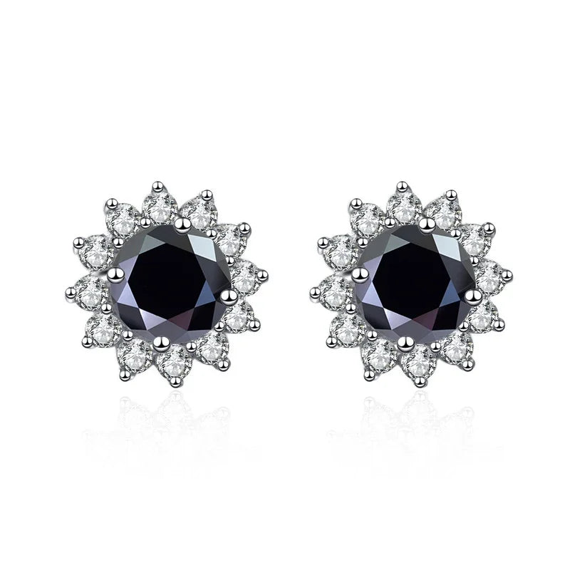 Stunning 1CT Moissanite Sunflower Stud Earrings in 925 Sterling Silver - D Color VVS1 Wedding Jewelry Gift for Her