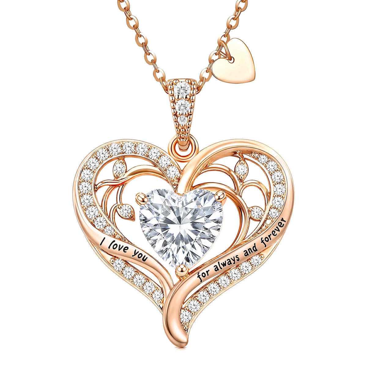 Birthstone Heart Pendant Necklace for Women, Christmas Birthday Anniversary Jewelry Gift