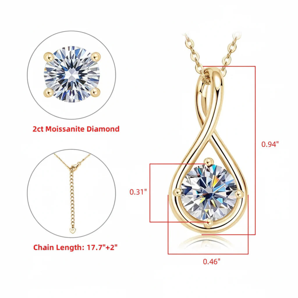 Stunning 18K Gold Plated Moissanite Classic Pendant Necklace