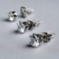Elegant 316L Surgical Steel Clear CZ Round Stud Earrings