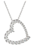 Fine, Women'S Silver Plated Cubic Zirconia Open Heart Pendant Necklace, 18"