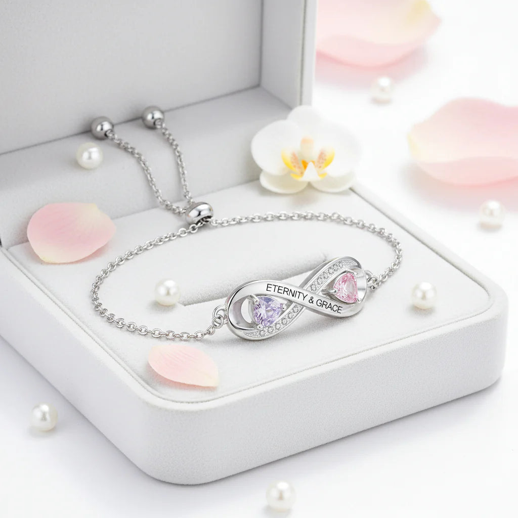 Stunning Personalized Birthstone Bracelet – Custom Engraved Jewelry for Her