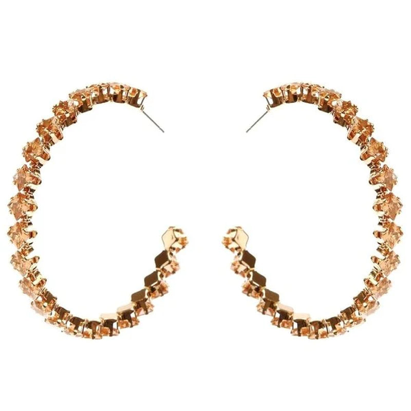 Elegant Square Crown Halo Cubic Zirconia Hoop Earrings