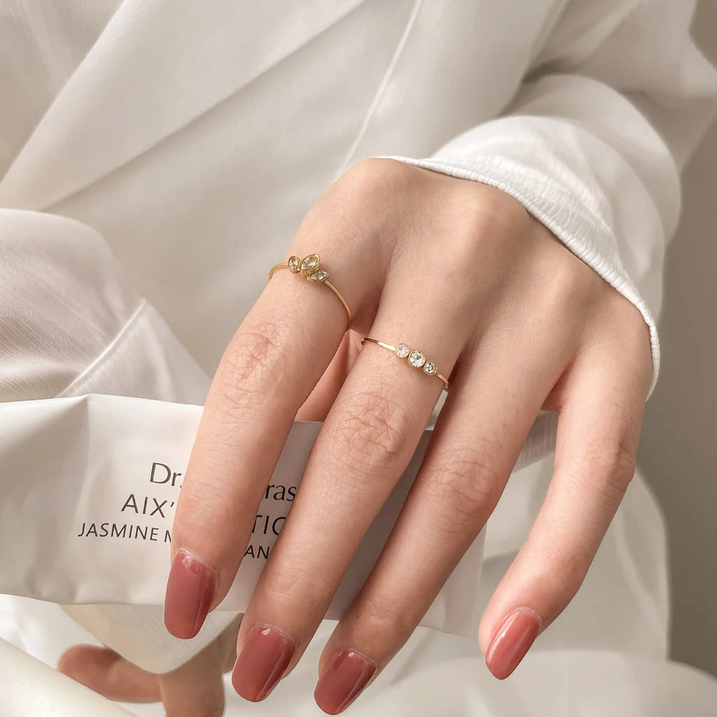 Elegant 18K Gold Plated Diamond Stacking Rings for a Glamorous Look