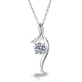 Stunning 1 Carat Moissanite Diamond Necklace in 925 Sterling Silver - Elegant Four-Prong Pendant