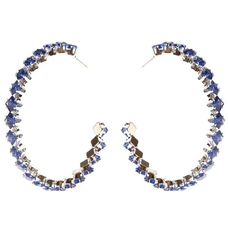 Elegant Square Crown Halo Cubic Zirconia Hoop Earrings
