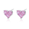 Elegant White Gold Pink Heart Earrings - A Touch of Romance