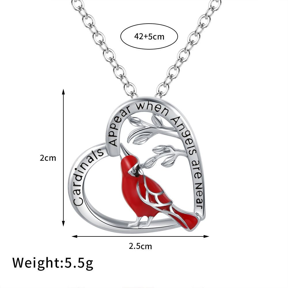 Creative Heart Shaped Cardinal Pendant Necklace, Exquisite Party Commemorative Accessory Gift Jewelry Anniversary Party Gifts, Valentine'S Day Gift