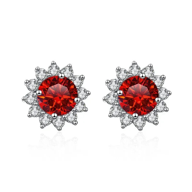 Stunning 1CT Moissanite Sunflower Stud Earrings in 925 Sterling Silver - D Color VVS1 Wedding Jewelry Gift for Her