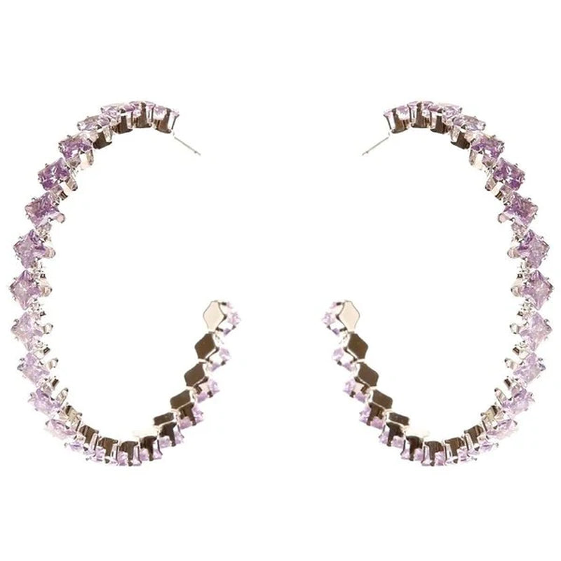 Elegant Square Crown Halo Cubic Zirconia Hoop Earrings