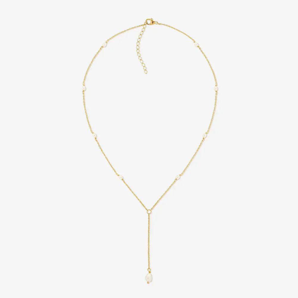 Elegant Gold Plated Fresh Water Pearl Necklace - Dainty Charm