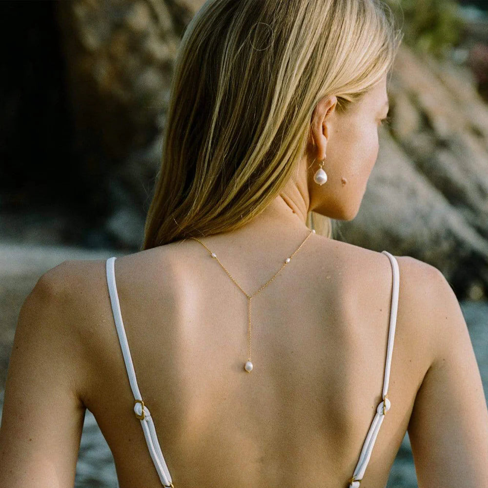 Elegant Gold Plated Fresh Water Pearl Necklace - Dainty Charm