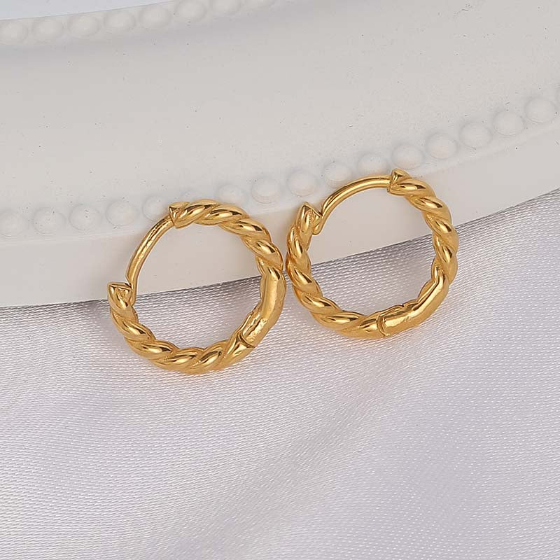 Elegant 18K Gold Plated Thin Rope Chain Hoop Earrings