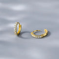 Elegant 18K Gold-Plated Sterling Silver CZ Micro Pave Huggie Hoop Earrings