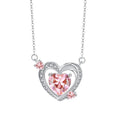 Stunning 925 Sterling Silver Heart Pendant Necklace with Sparkling Pink Cubic Zirconia
