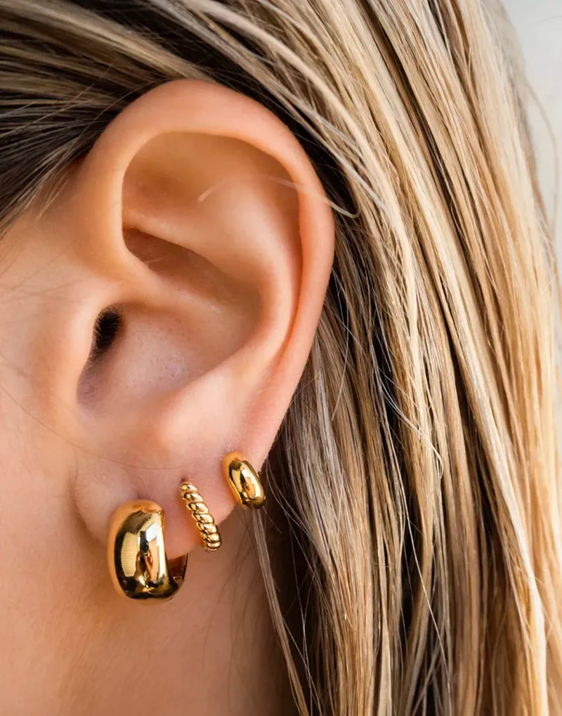 Elegant 18K Gold Plated Thin Rope Chain Hoop Earrings
