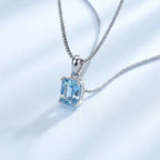 Elegant 925 Sterling Silver Blue Stone Pendant Necklace - Fine Jewelry