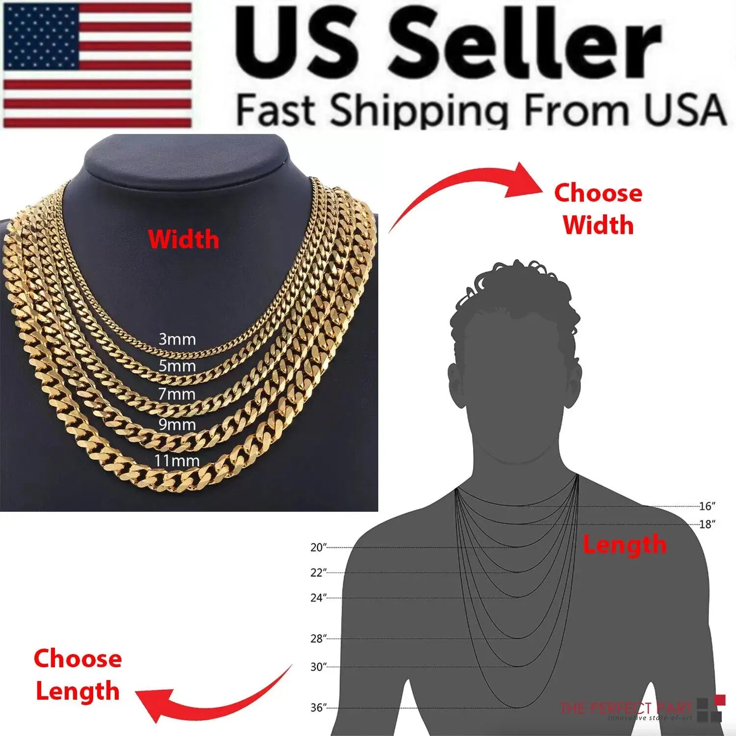 Stylish Stainless Steel Cuban Curb Chain Necklace for Men & Women - Available in 3/5/7/9/11mm Sizes
