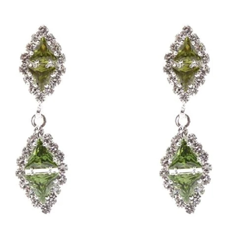 Stunning Linked Rhombus Dangle Earrings with Sparkling Rhinestones