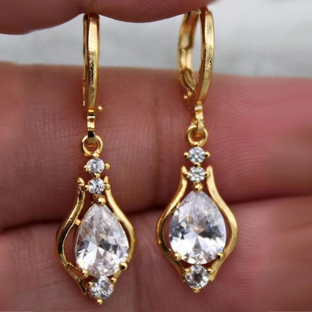 Purple Zircon All-Match Drop-Shaped Temperament Earrings