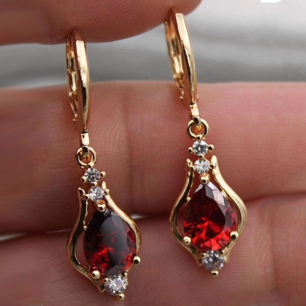 Purple Zircon All-Match Drop-Shaped Temperament Earrings