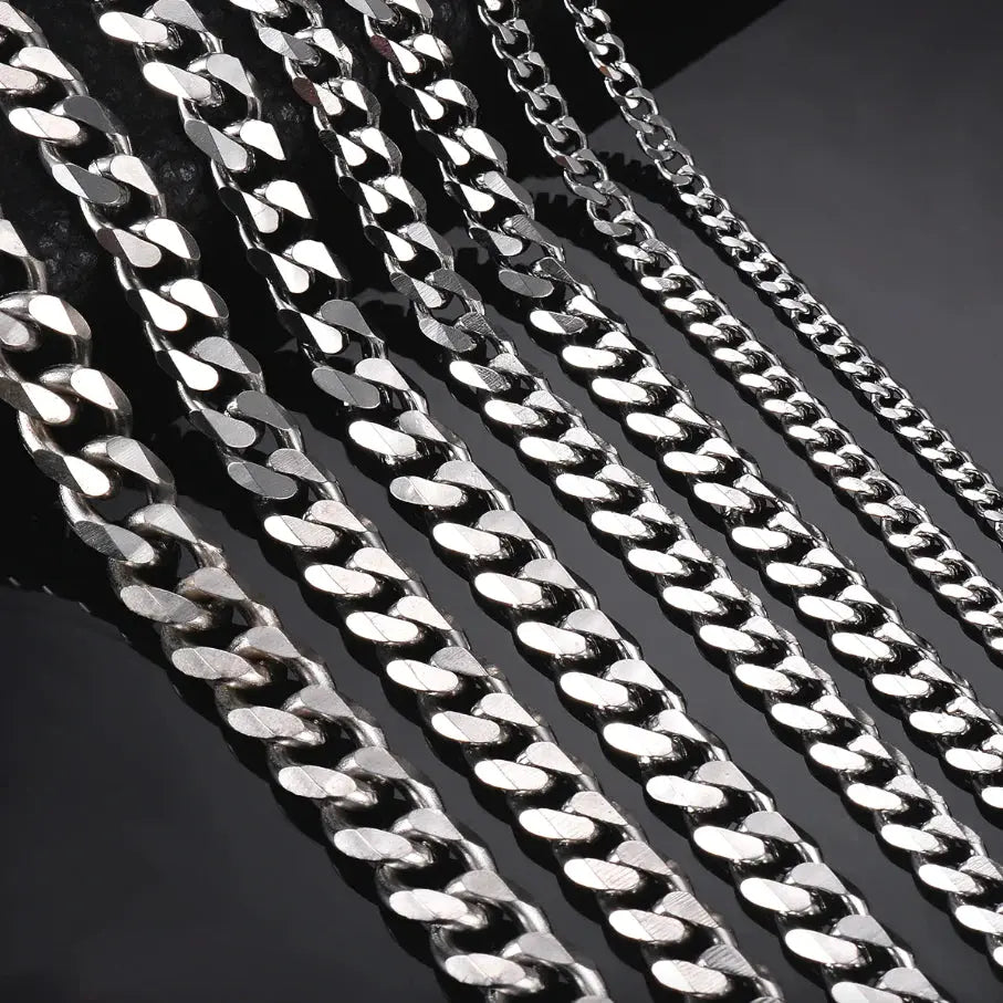 Stylish Stainless Steel Cuban Curb Chain Necklace for Men & Women - Available in 3/5/7/9/11mm Sizes