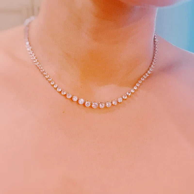 Elegant Royal Graduated Tennis Necklace - Timeless Sparkle for Every Occasion