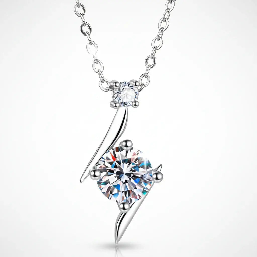 Stunning 1 Carat D Color Moissanite Pendant Necklace - Elegant and Timeless Jewelry Piece