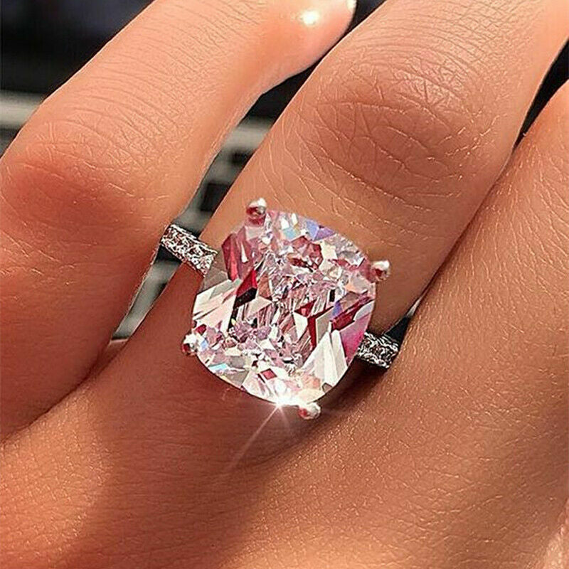 Sunshine Women Jewelry 925 Silver Ring Cubic Zircon Wedding Ring Sz 6-10