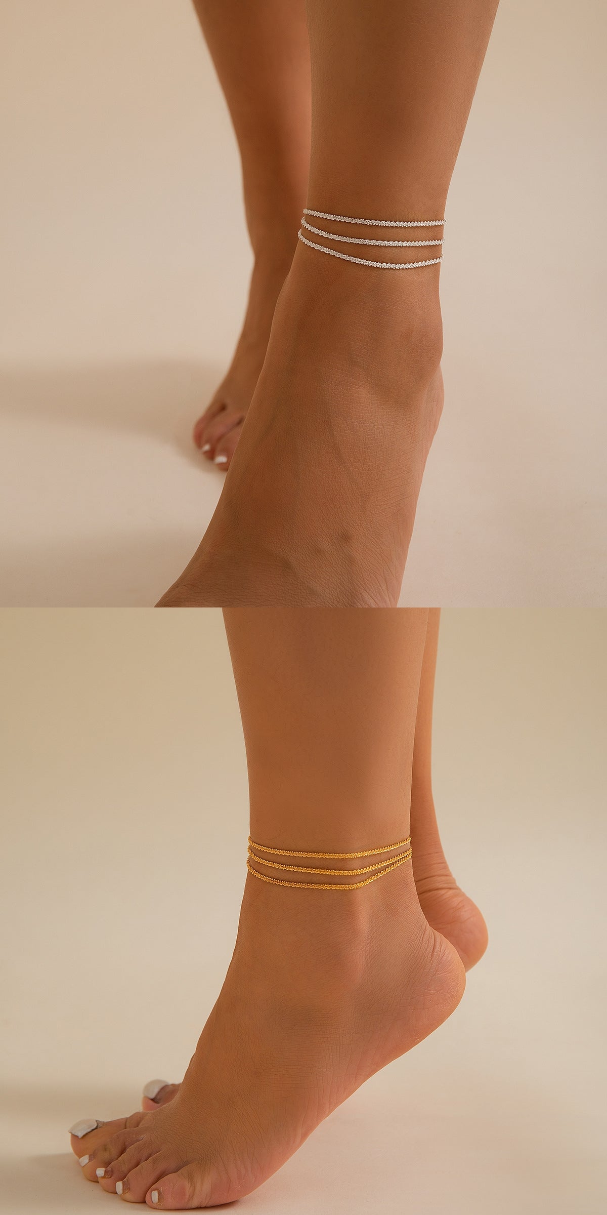 All-Match Sparkling Slim Chain Metallic Anklet