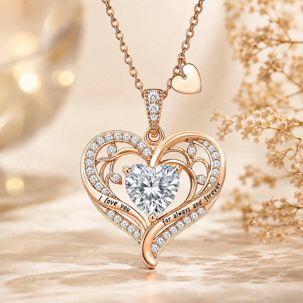 Birthstone Heart Pendant Necklace for Women, Christmas Birthday Anniversary Jewelry Gift