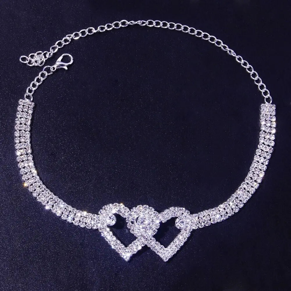 Charming Double Heart Crystal Anklet - Love Barefoot Chain Bracelet
