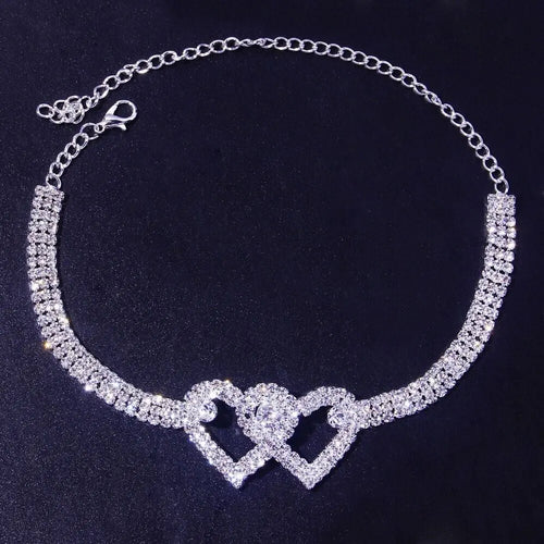 Charming Double Heart Crystal Anklet - Love Barefoot Chain Bracelet