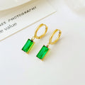 Stunning Green Cubic Zirconia Dangle Earrings - Elegant Gold Plated Hoops