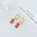 Stunning Gold Plated Hoops with Dazzling Red Cubic Zirconia Dangle Earrings