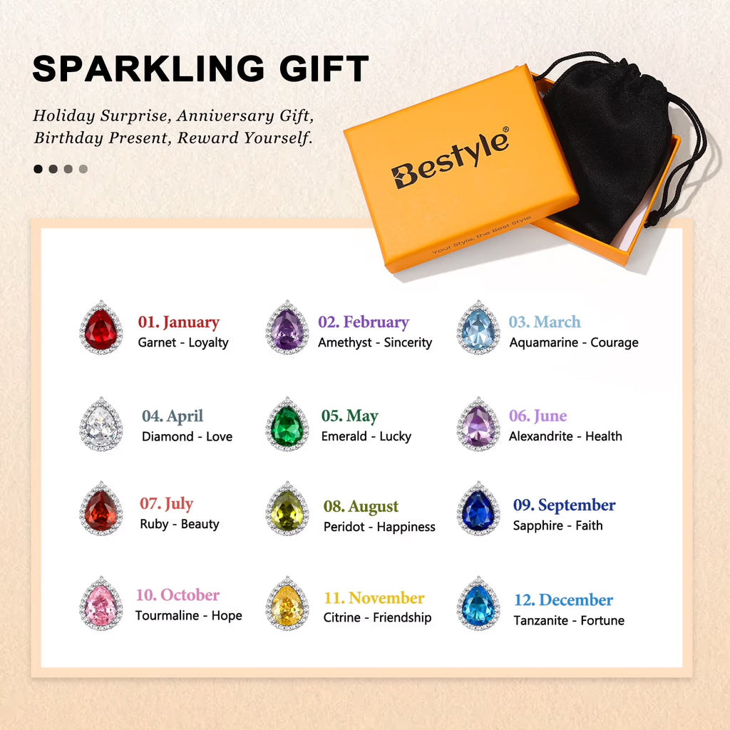925 Sterling Silver Birthstone Stud Earrings for Women, Sparking September Teardrop Cut Diamond Earrings for Sensitive Ears