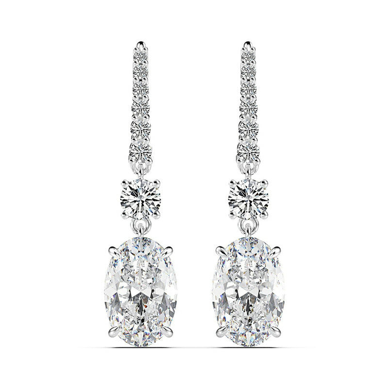 Women Elegant Cubic Zircon Anniversary Jewelry 925 Silver Filled Drop Earring
